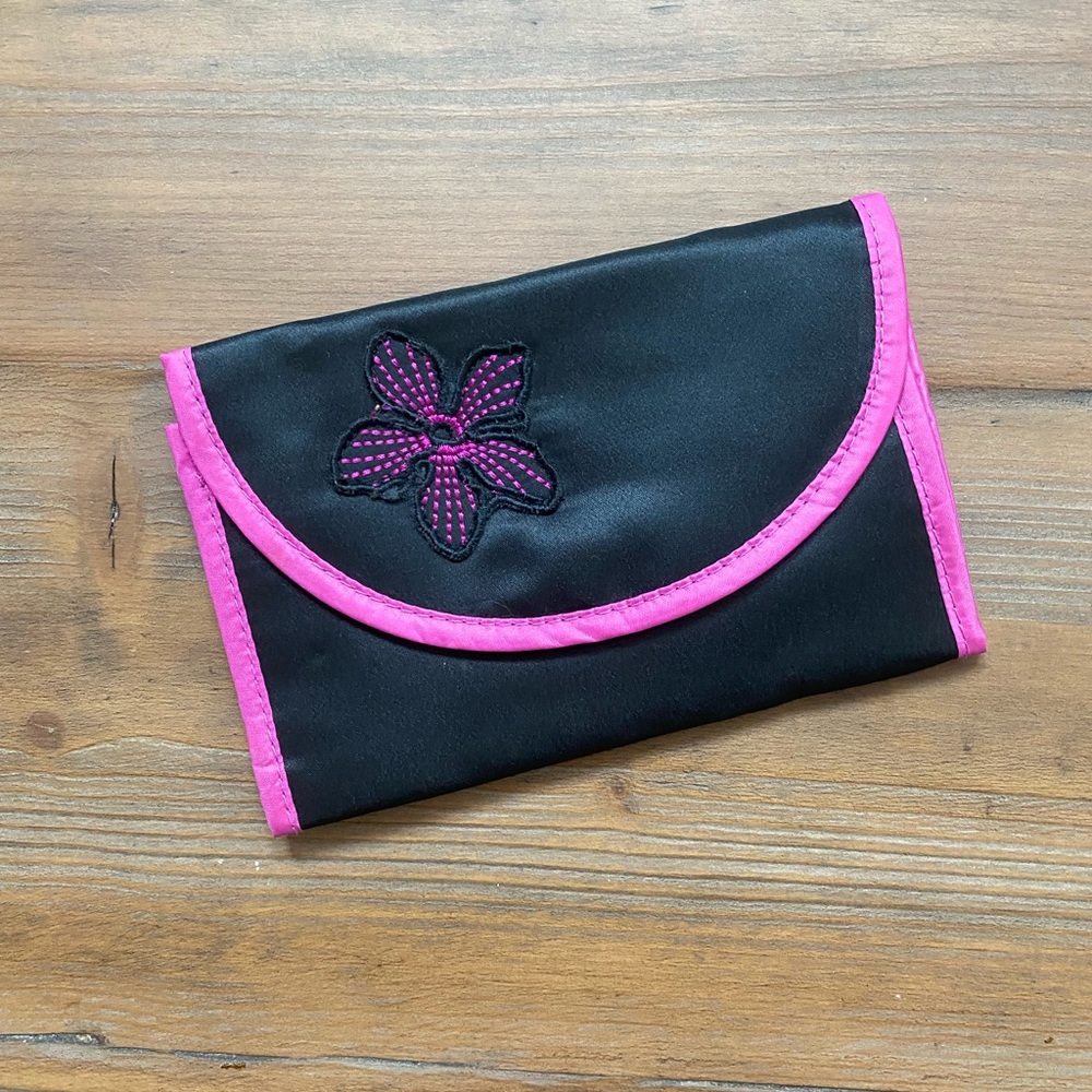 Black Travel Bag with Pink Accents
